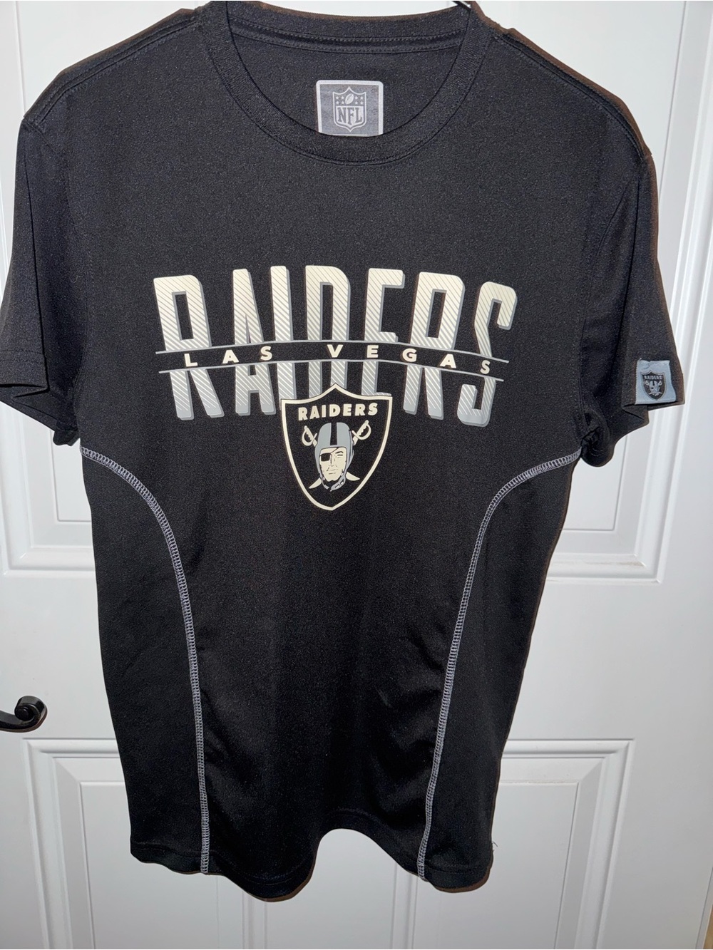 NFL Black Team Apparel Graphic Tee with White Neck Print
